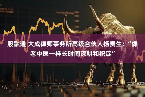 股融通 大成律师事务所高级合伙人杨贵生: “像老中医一样长时间深耕和积淀”